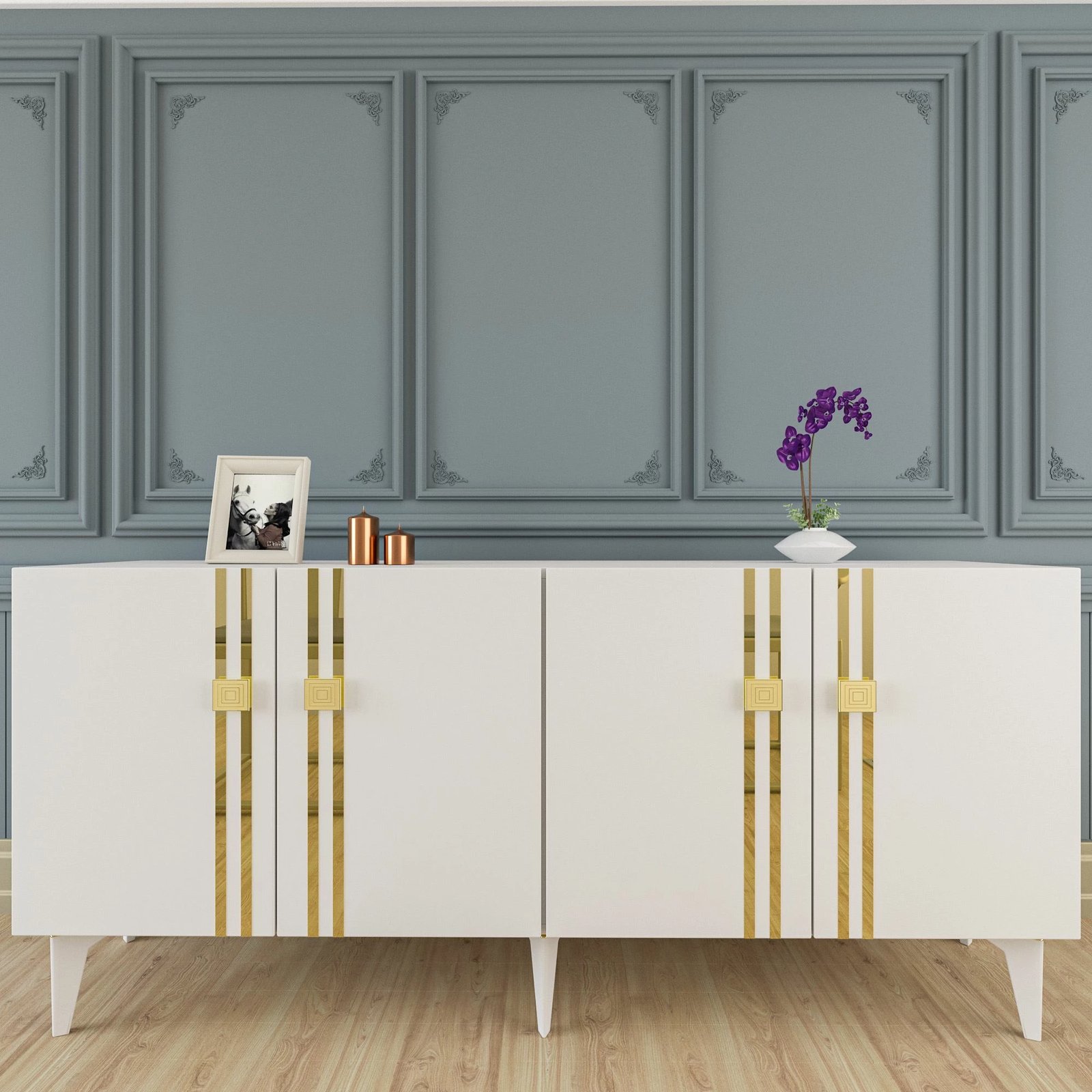 Konsolë Skye Decor, Bahar KB150, e bardhë