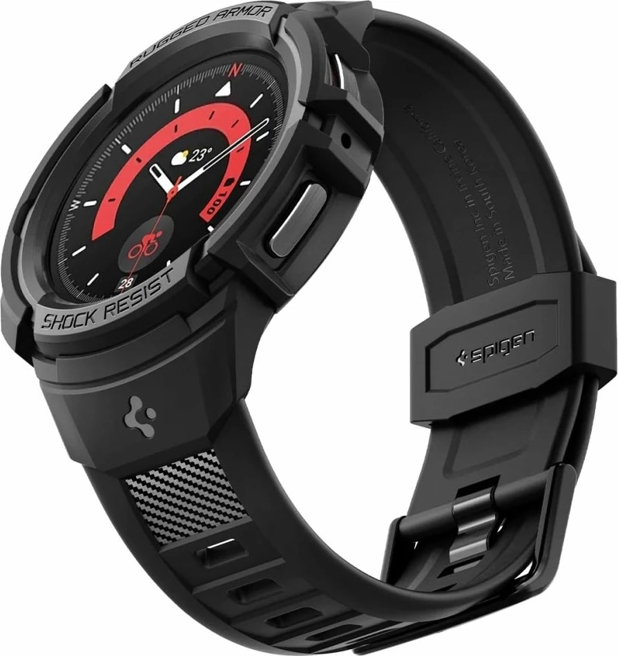 Mbështjellës Spigen Rugged Armor Pro me rrip për Samsung Galaxy Watch 5 Pro 45mm, Zi