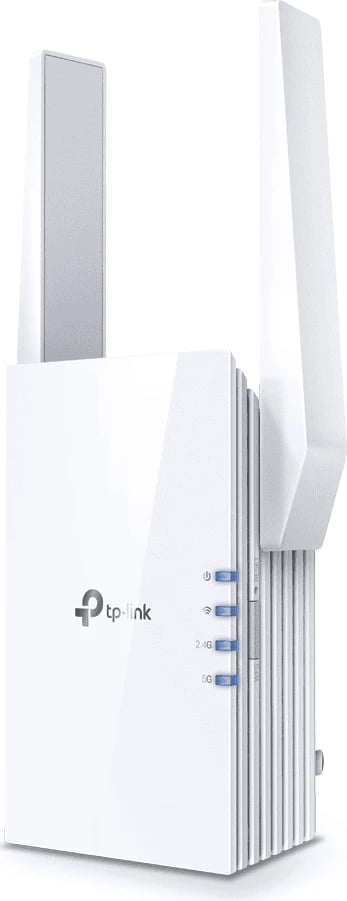 Zgjerues Wi‑Fi, TP-Link RE705X, me antena të jashtme, prizë muresh, e bardhë