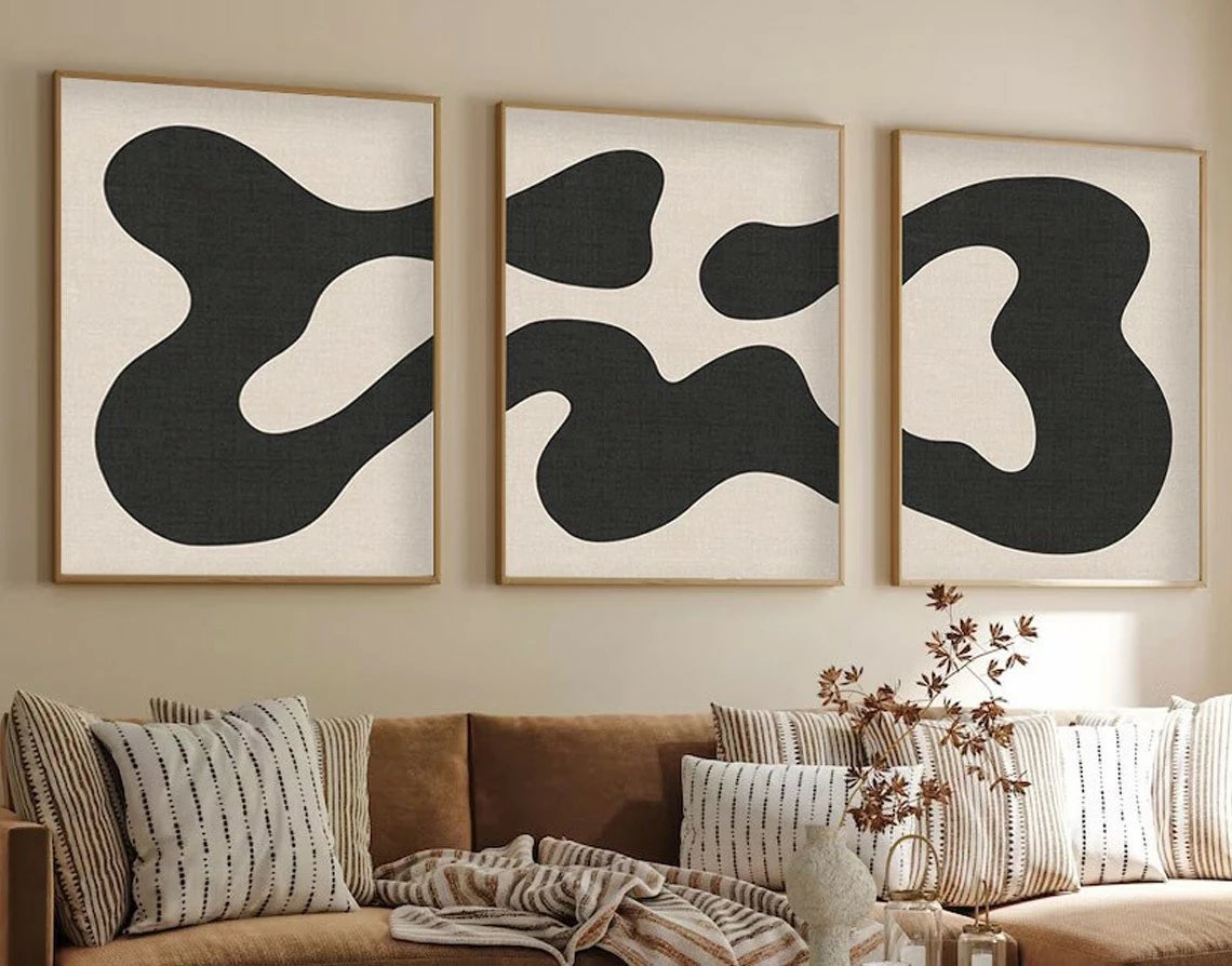 Pikturë dekorative me kornizë MDF (3 copë), Wallity, Huhu199, 50x70