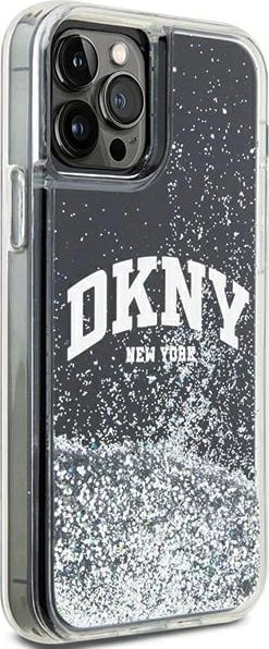Mbështjellës DKNY Liquid Glitter Big Logo për iPhone 12/12 Pro, i zi