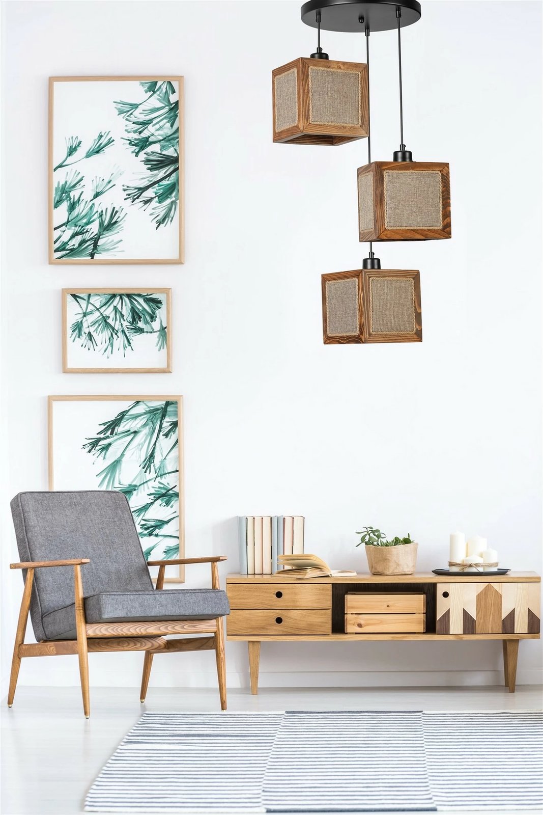 Llambë tavani Opviq, dru bredhi, ratan, arre, e zezë, 8702-3