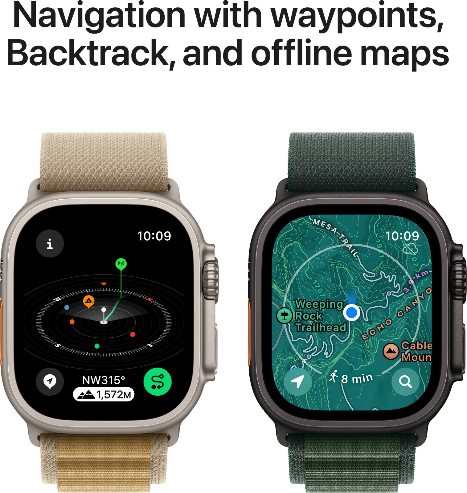 Apple Watch Ultra2 v2 Cellular 49mm Black Titanium Case with Black Trail Loop - S/M