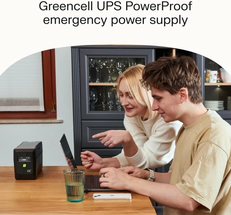 Kasë UPS Green Cell UPSLM360, 360W/650VA, valë e modifikuar sinusi, E zezë Kasë UPS Green Cell UPSLM360, 360W/650VA, valë e modifikuar sinusi, E zezë
