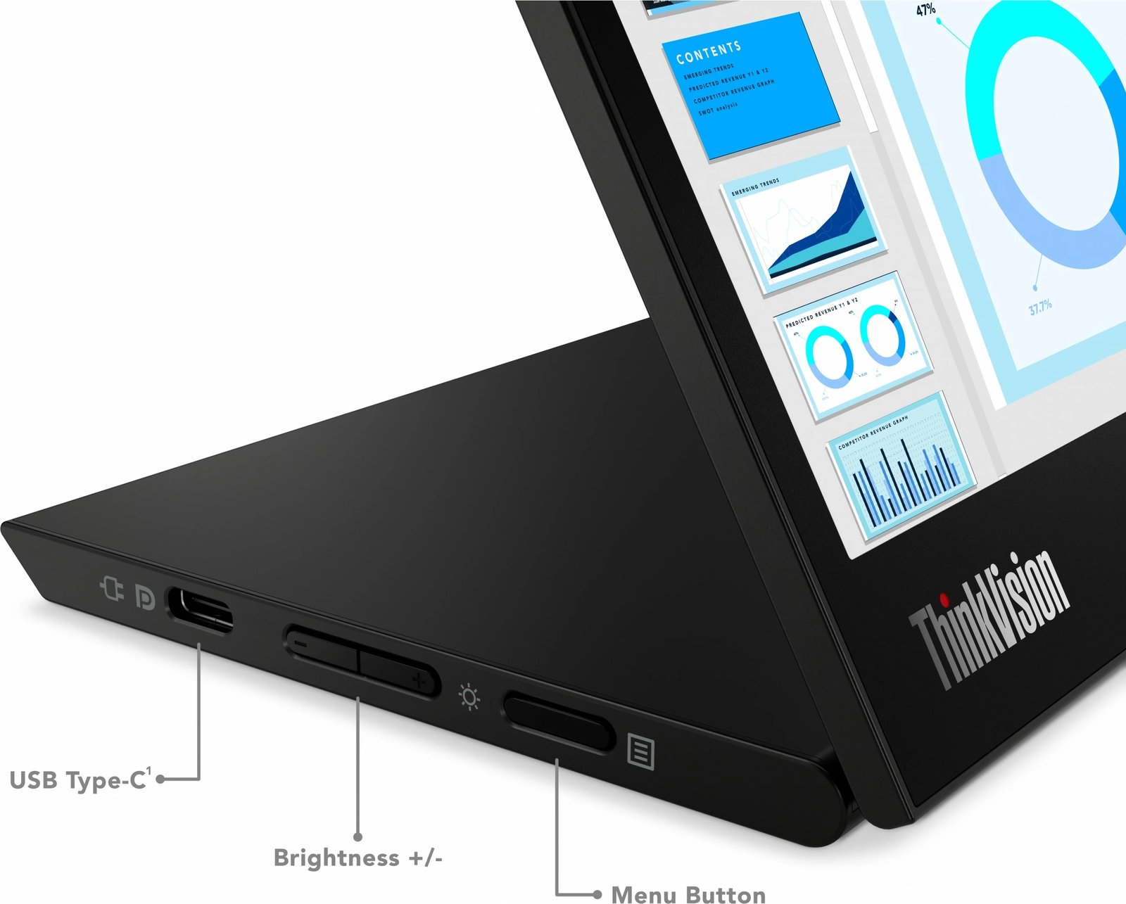 Monitor Lenovo ThinkVision M14d, 14", 2.2K, LED, e zezë