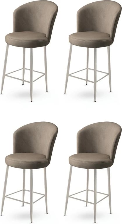 Set karrigesh për bar (4 copë), Hanah Home, Fora, kapuçino, krom