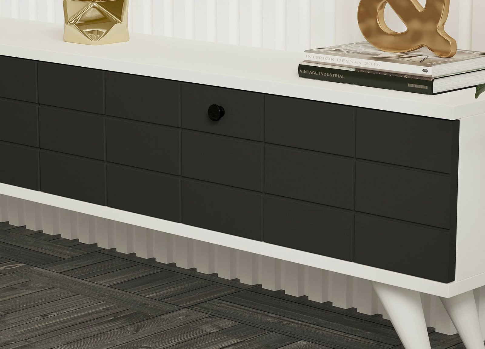 Komodë TV Hanah Home, ngjyrë alberi-antracit, e bardhë