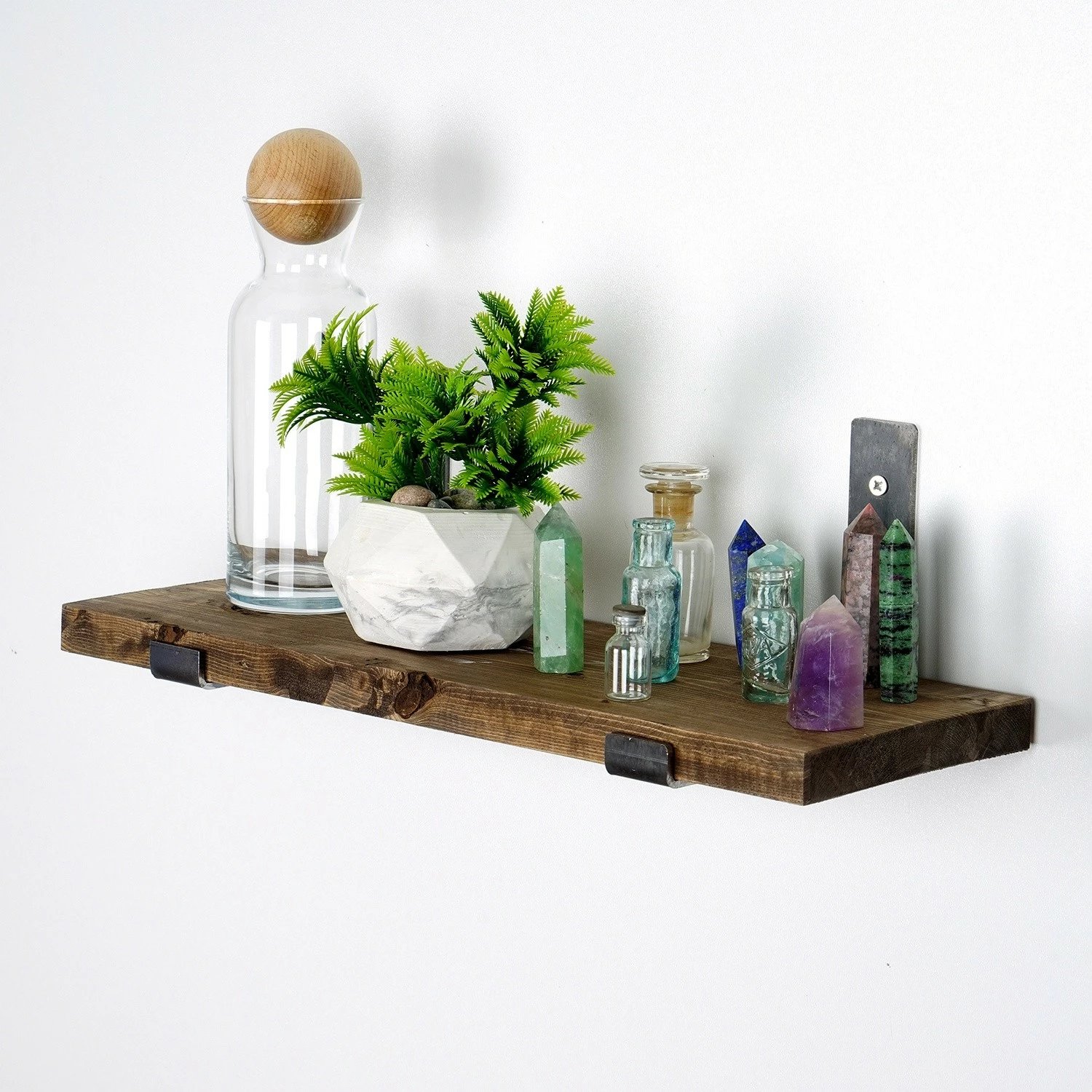 Raft dekorativ prej druri për mur, ngjyrë e zezë dhe arre, Hanah Home, Lam007