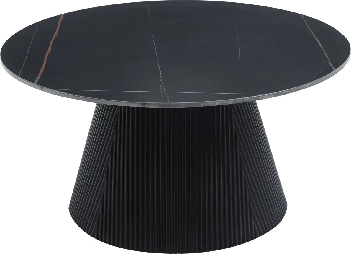 Tavolinë kafeje DUNCAN, sipërfaqe qeramike, bazë MDF, ngjyrë e zezë, Φ80x41H cm.