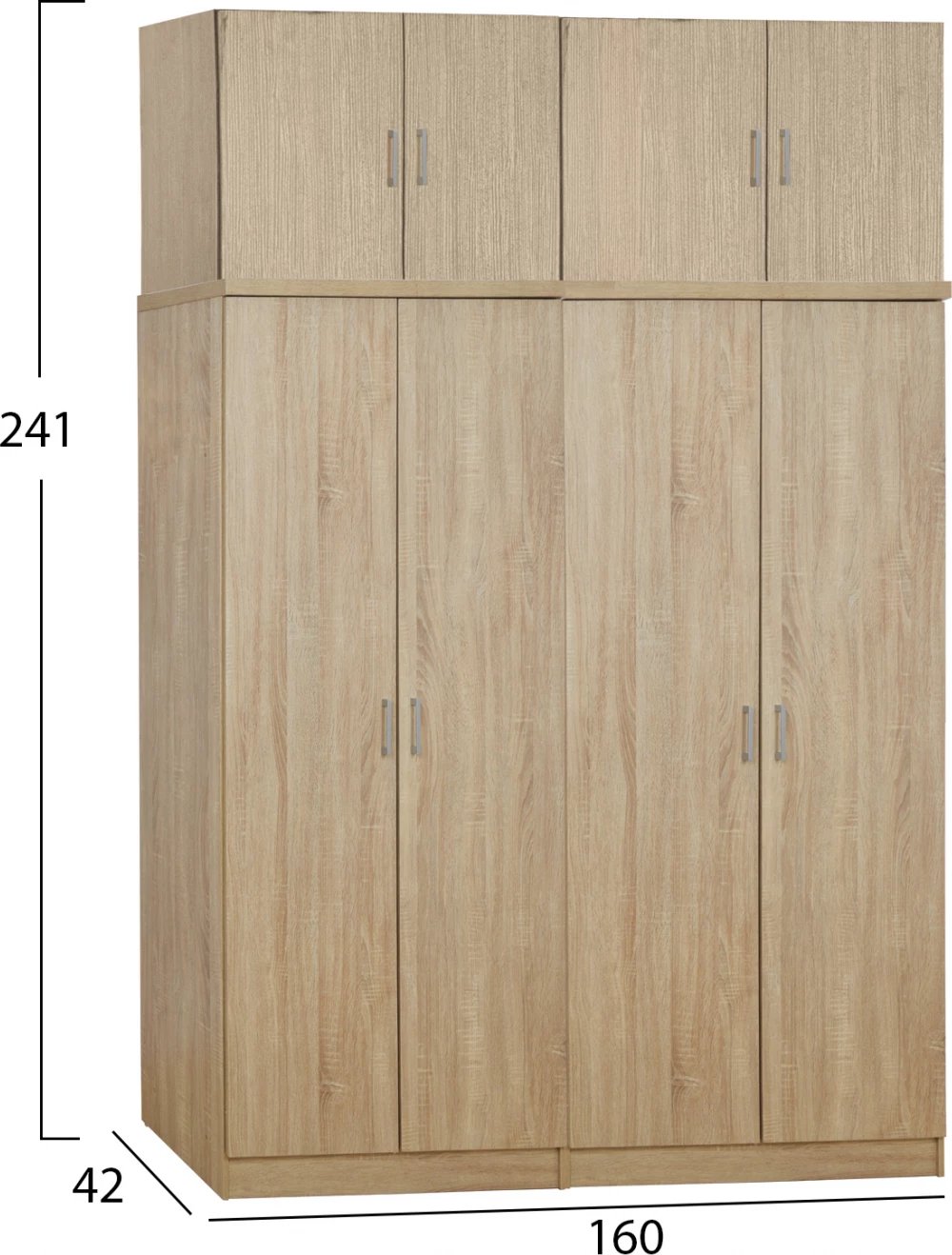 Garderobë katër fletësh me papafingo, ngjyrë sonama, 160x42x241, FH11353.02, set 4 pjesësh Garderobë katër fletësh me papafingo, ngjyrë sonama, 160x42x241, FH11353.02, set 4 pjesësh