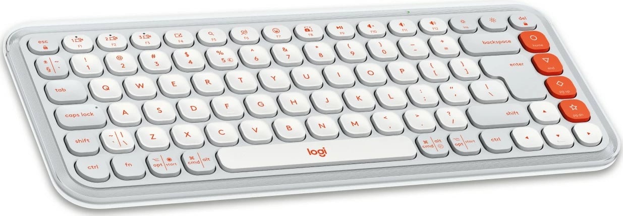 Tastierë Logitech POP ICON COMBO, Wireless, Bluetooth, Scissor key switch, QWERTY, Portokalli, Bardhë
