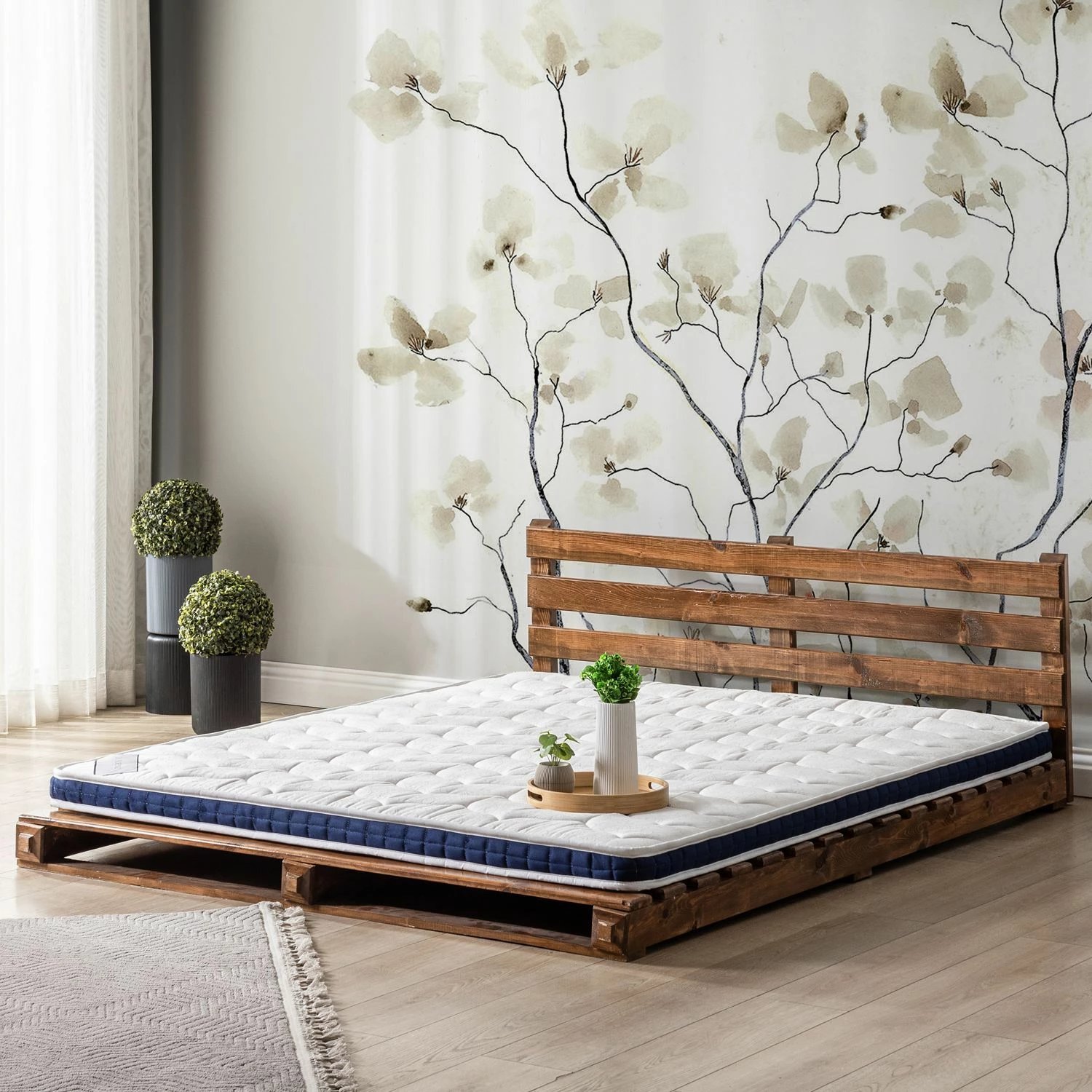 Dyshek Skye Decor, pu perdet, 90x200, ngjyrë kaltër