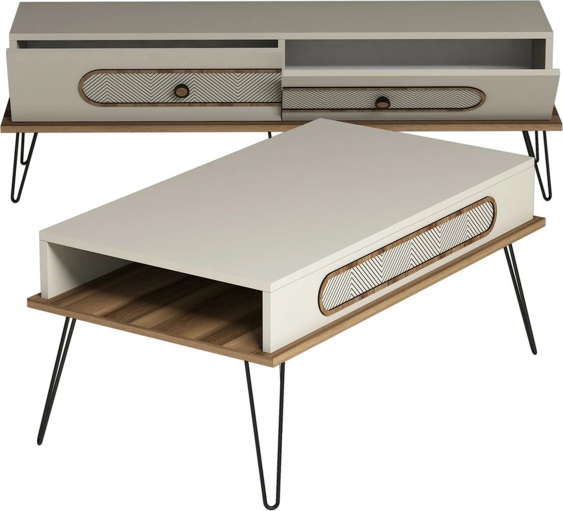 Set mobiljesh për dhomë dite Skye Decor, Ekol, krem