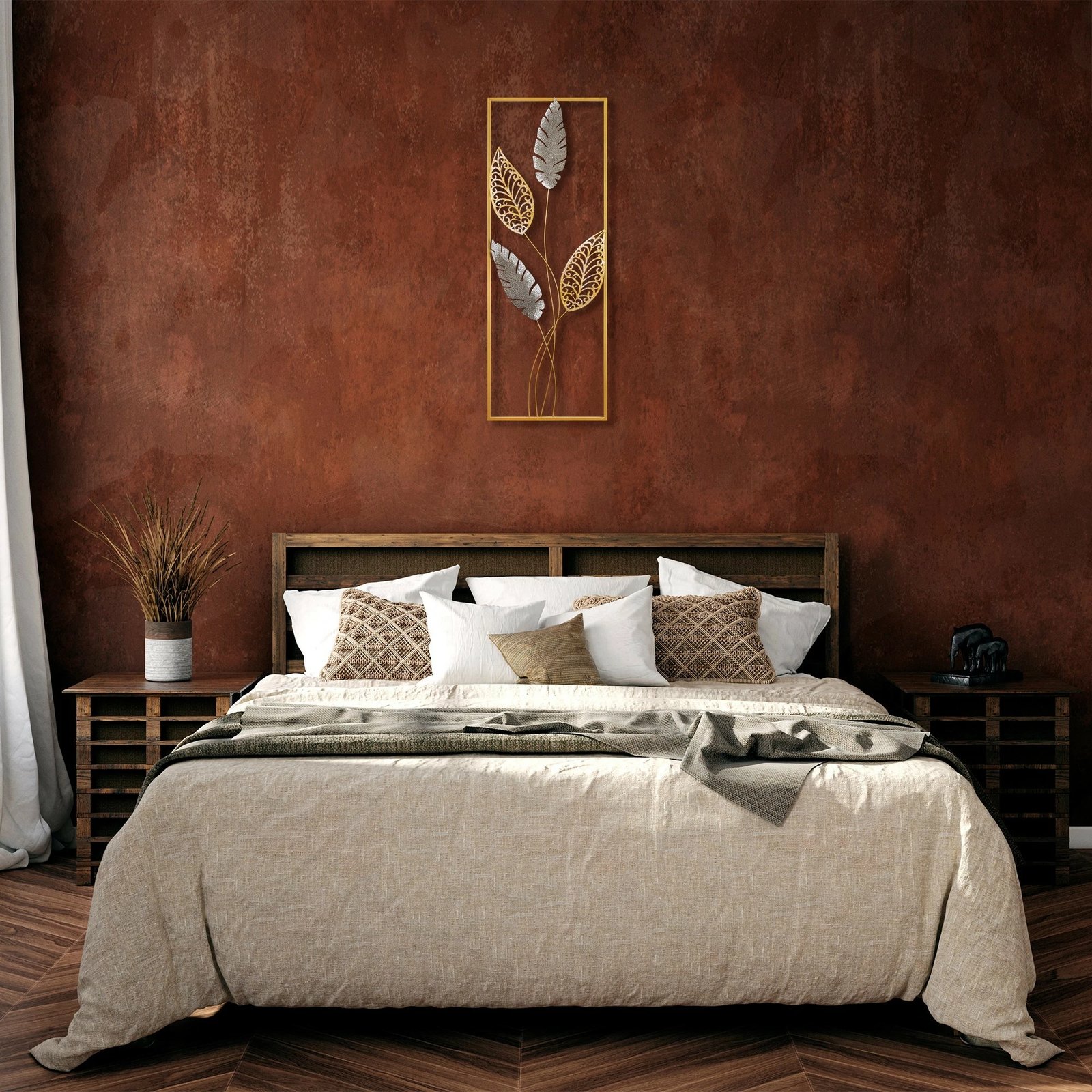 Aksesor dekorativ metalik për mur, Wallity Timeyi, shumëngjyrësh, 32x90x5cm