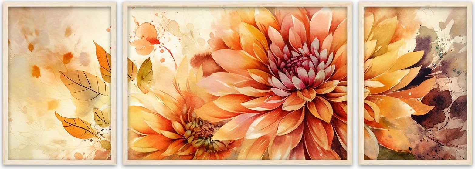 Pikturë dekorative me kornizë MDF (3 copë), Wallity, Huhu301, 50x140