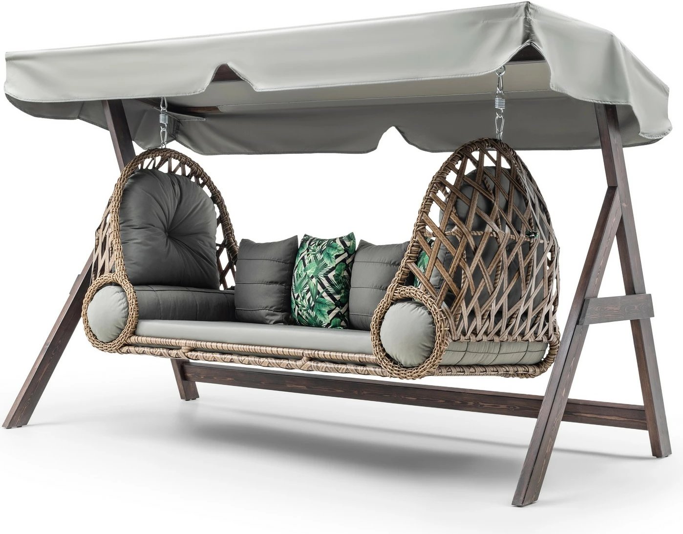 Karrige lëkundëse treshe për kopsht, Skye Decor, Saltanat, ngjyrë gri