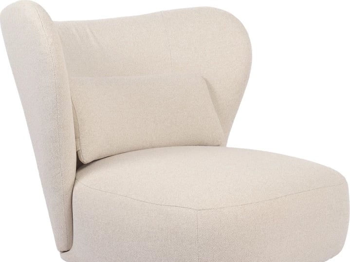 Fotel Nagreta, material krem, këmbë metalike të zeza, 77x73x74cm