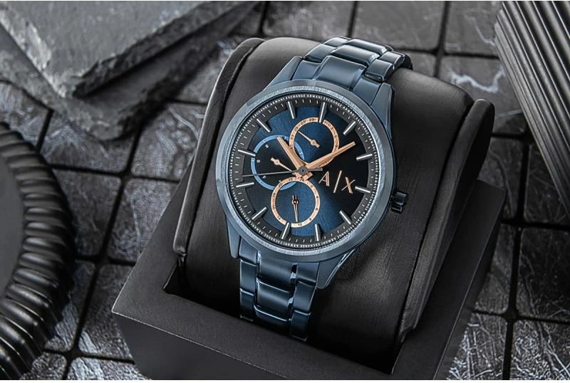 Orë dore për meshkuj Armani Exchange, navy blue