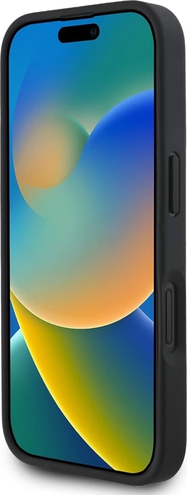 Mbështjellës Guess Grained Roses Big 4G logo për iPhone 16, i zi Mbështjellës Guess Grained Roses Big 4G logo për iPhone 16, i zi