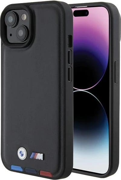 Mbështjellës BMW BMHCP15S22PTDK për iPhone 15 6.1", lëkurë, i zi