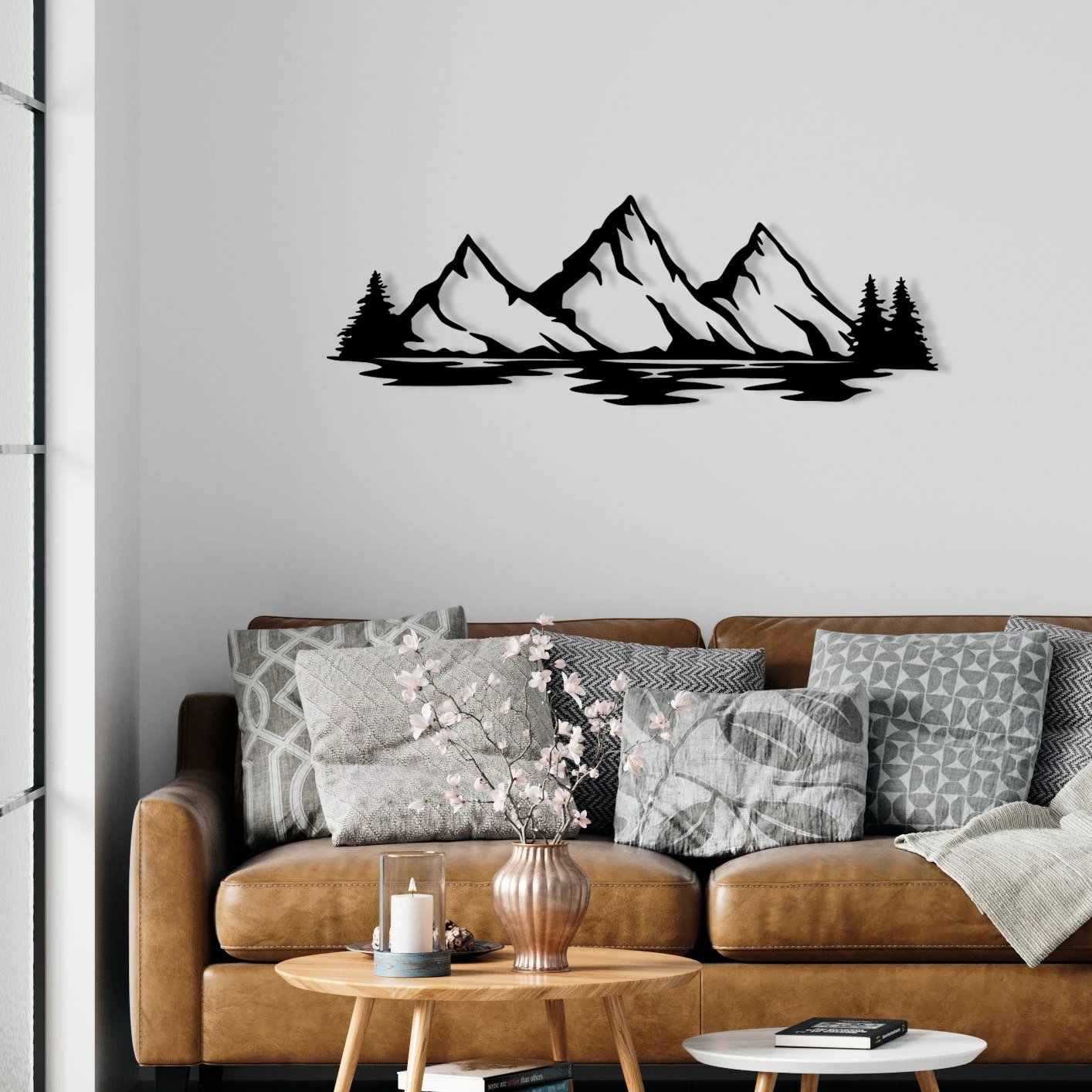 Aksesor dekorativ metalik për mur Wallity, Nino, ngjyrë e zezë, 68.5x23.5cm