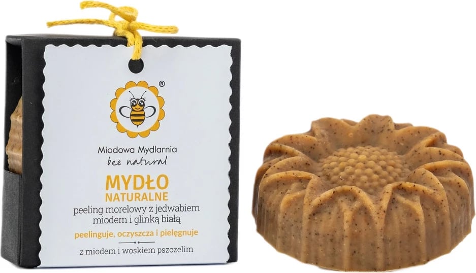 Sapun trupi për femra Miodowa Mydlarnia Beeswax me peeling bërthame kajsie, 85g