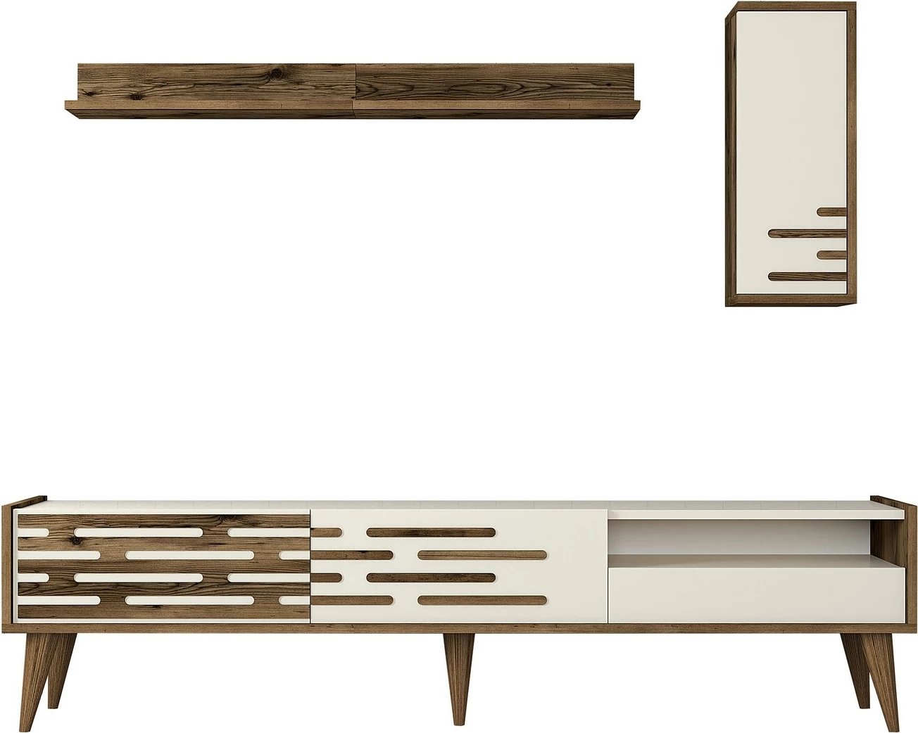 Njësi TV Skye Decor, Valensiya, ngjyrë arre dhe krem