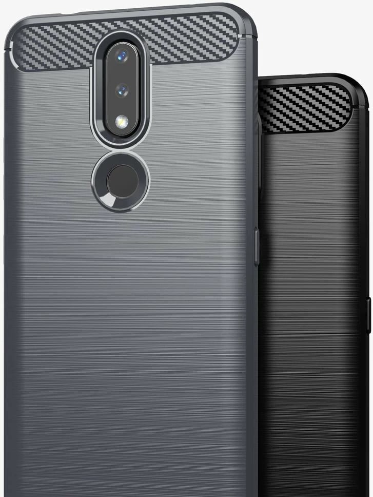 Mbështjellës Hurtel Carbon Case për Nokia 2.4, i zi