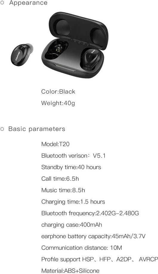 Kufje Me Bluetooth AWEI T20