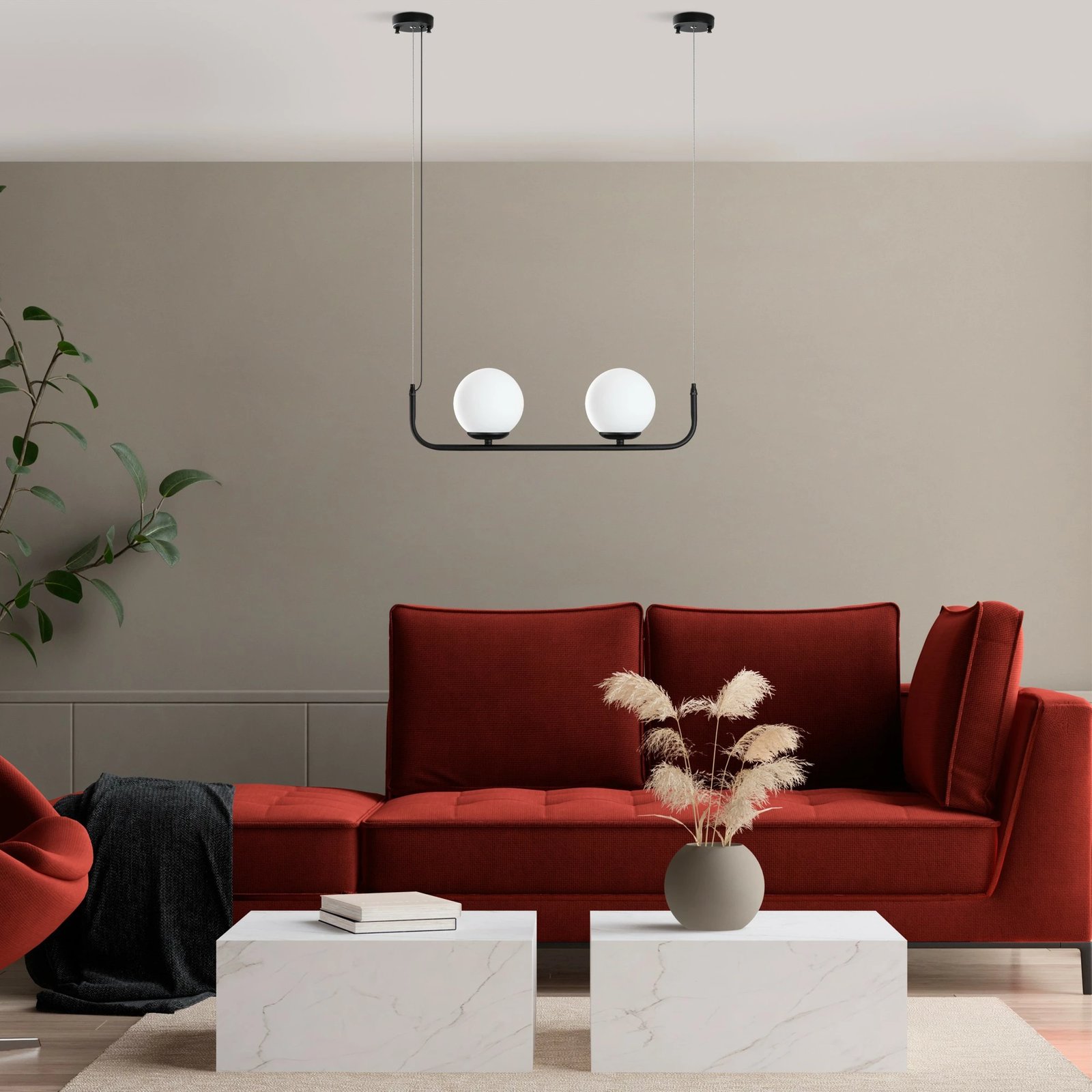 Llambë tavani Opviq Faruk, metal i zi, 2 copa, 56x15x20-110cm