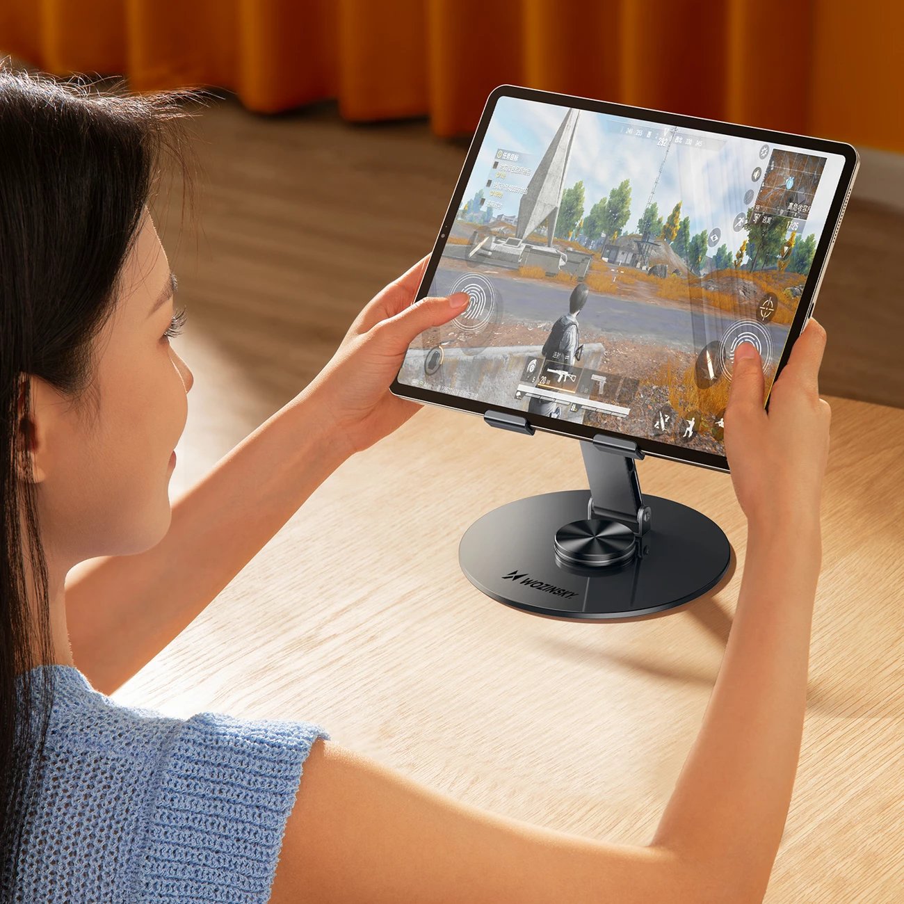 Mbajtëse tabletë Wozinsky WRS-DSY84SS, rrotullim 360°, alumini, gri