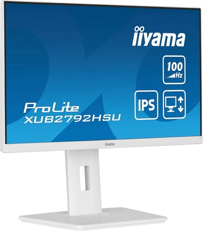 Monitor, iiyama, ProLite XUB2792HSU-W6, 27" IPS 100Hz FreeSync USB 3.2 hub HDMI/DP, i bardhë