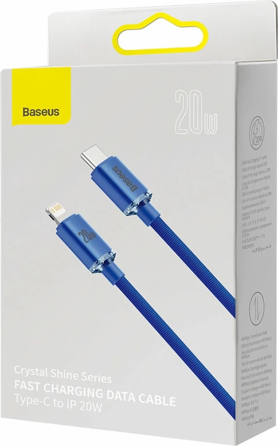 Kabllo Baseus CAJY000203 Lightning në USB-C, 1.2m, 20W, Blu