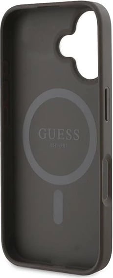 Mbështjellës Guess 4G Printed Stripes MagSafe për iPhone 16 Plus, Kafe