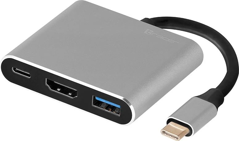 Adapter Tracer A-1, USB-C në HDMI 4K, USB 3.0, PDW 100W, Argjend
