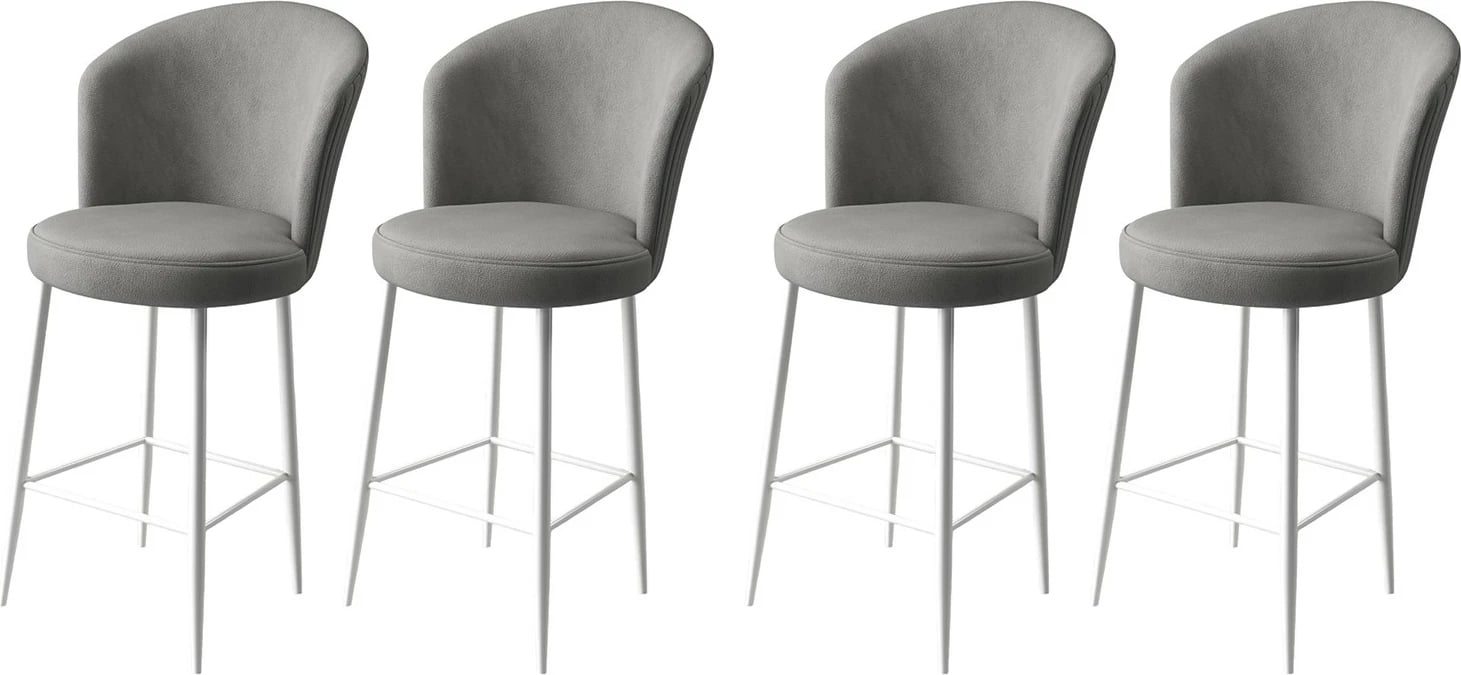 Set karrigesh për bar (4 copë), Hanah Home, Fora, gri dhe e bardhë