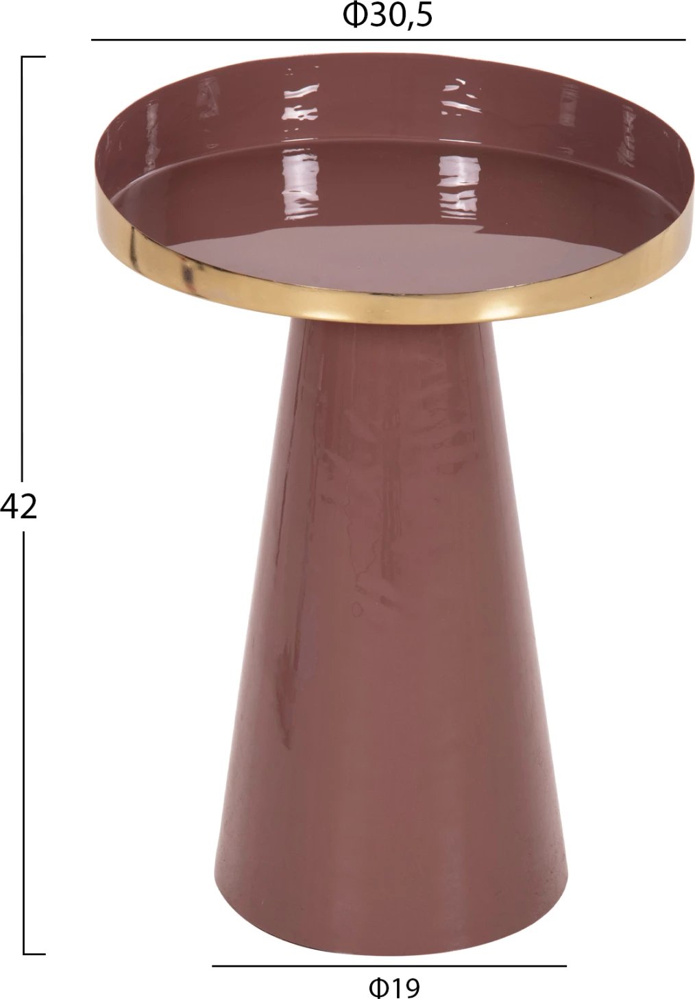 Tavolinë ndihmëse LATUR FH4250.06 metalike, ngjyrë kafe e kuqe-ari, Φ30,5x39-42H cm