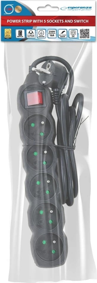 Shtrirës rryme Esperanza ELK214K, 5 vendesh, 1.5 m, i zi