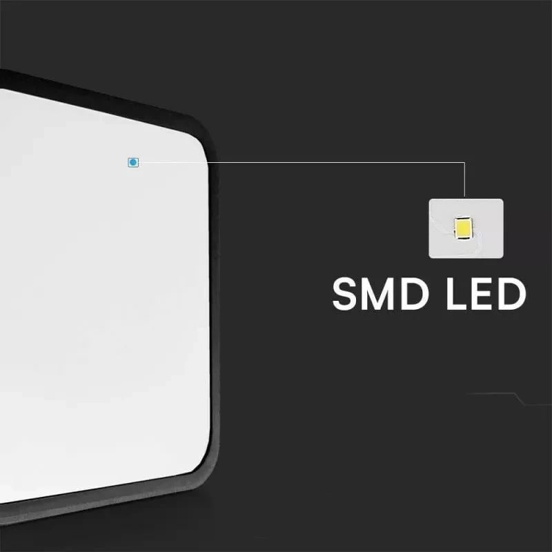 Plafond V-TAC VT-8630S, 36W LED, 42x42cm, detektor lëvizjeje, e zezë