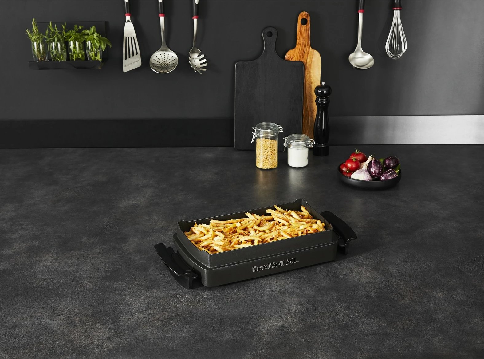 Tavë pjekjeje Tefal XA7278, për OptiGrill XL, drejtkëndëshe, e zezë