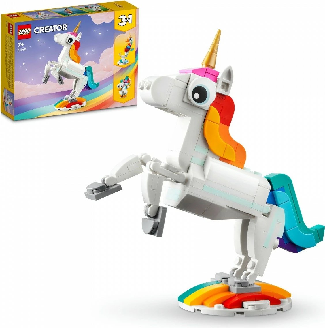 Set LEGO Creator 31140 Magical Unicorn, 145 pjesë, shumëngjyrësh