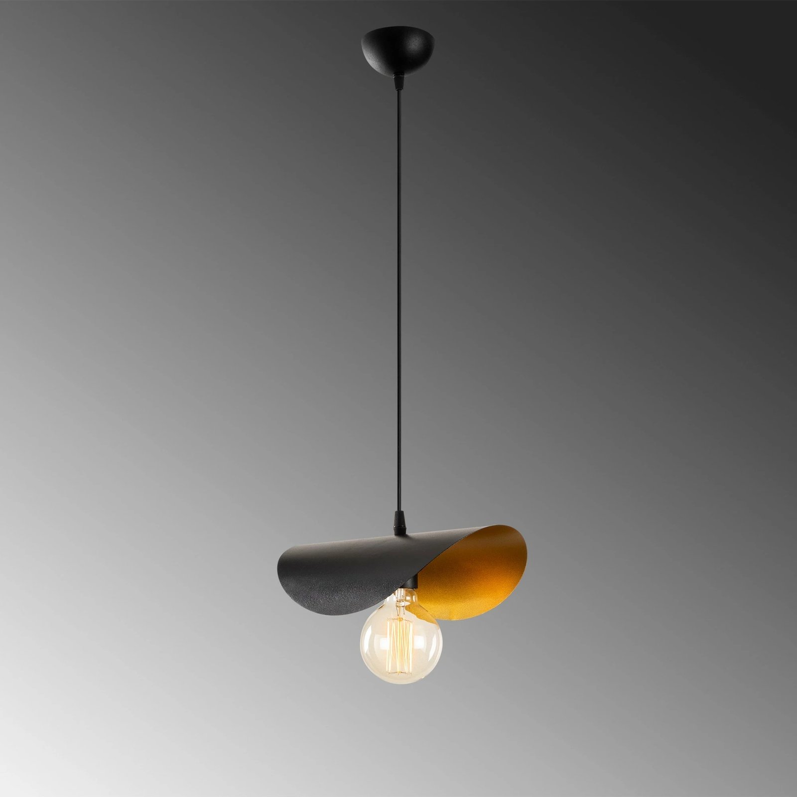 Llambë tavani moderne Opviq, Sivani - MR - 830, metal, e zezë dhe ari, 30x17cm