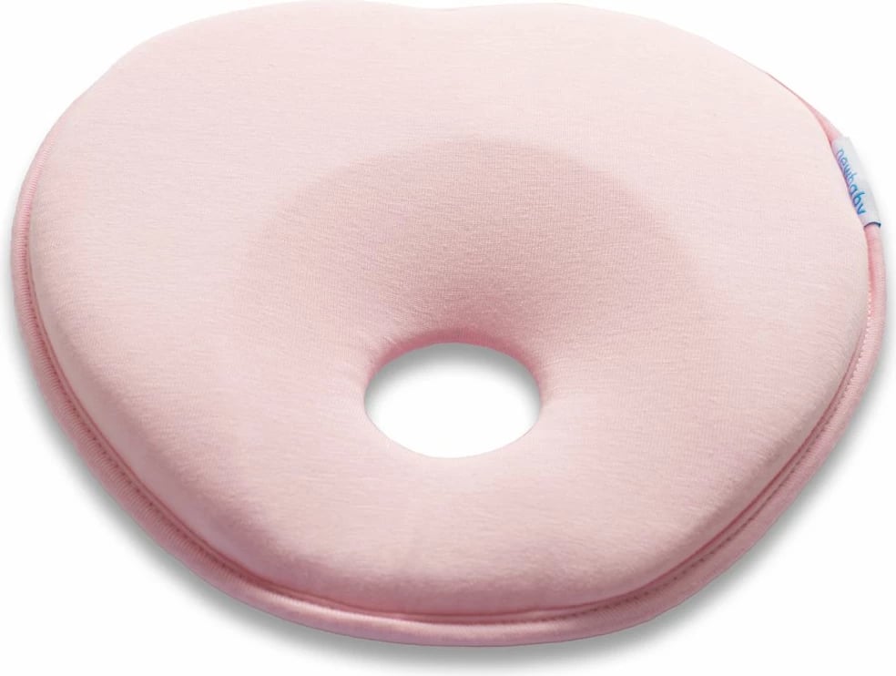 Jastëk foshnje ergonomik, New Baby, BASIC, 21x30 cm, shkumë poliuretani, 0-6 muaj, rozë