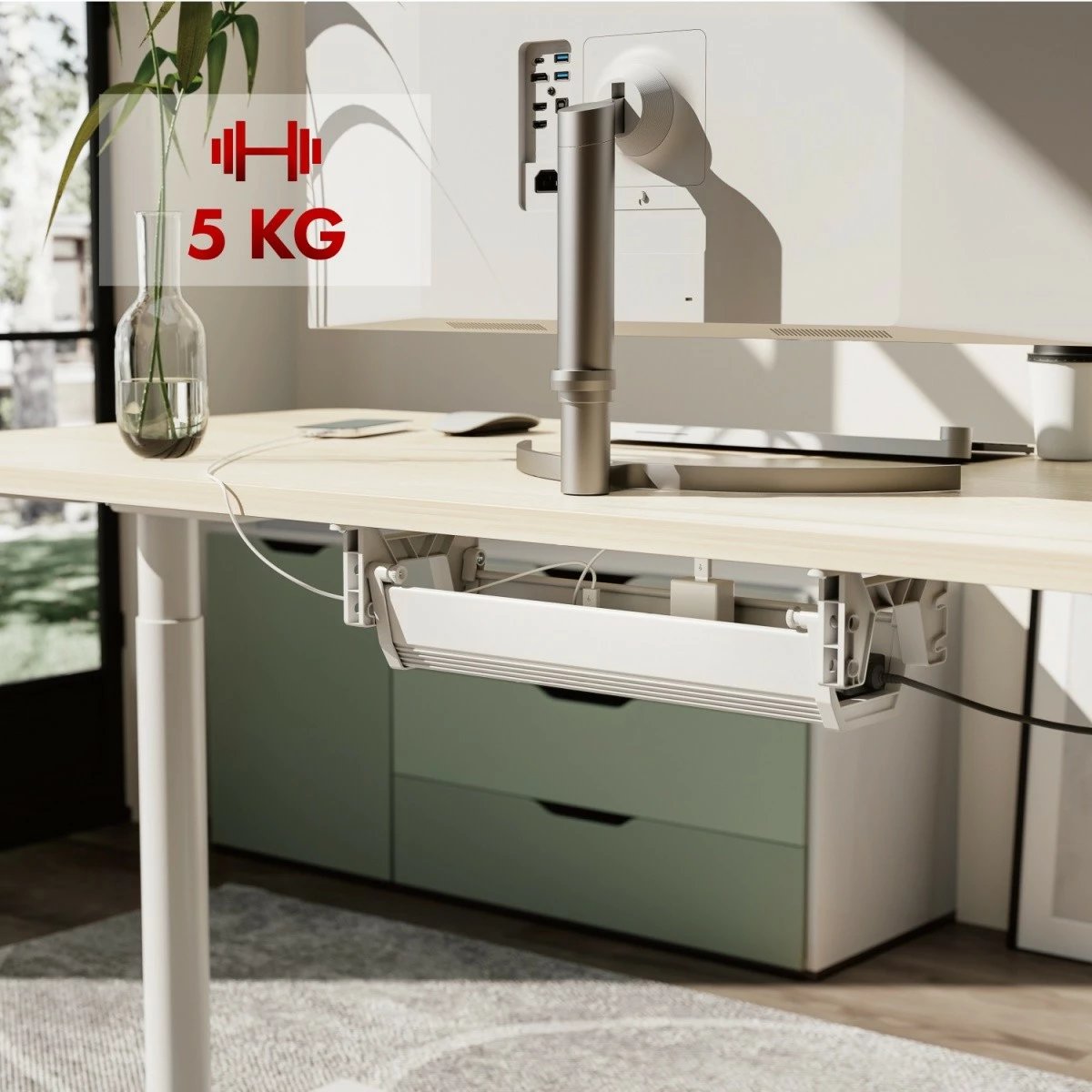 Organizues kabllosh Maclean MC-106W, nën tavolinë, i bardhë Organizues kabllosh Maclean MC-106W, nën tavolinë, i bardhë