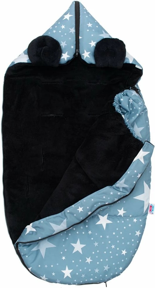 Thes gjumi dimri për karrocë dhe ulëse makine, NEW BABY, Starfish, 112x54 cm, fleece, me vrima për rripa, gri