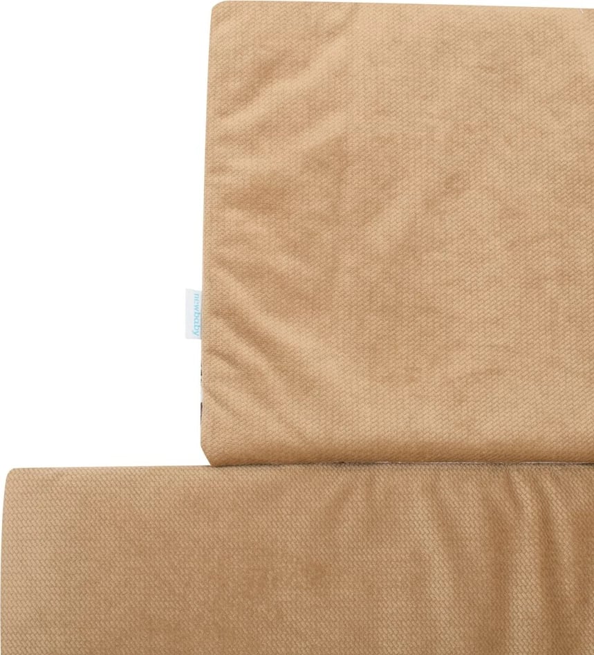 set karroce për bebe, New Baby Safari, reversible, jorgan 75x50 cm + jastëk 30x25 cm, pambuk 100% dhe velvet 100% poliester, bezhë, set