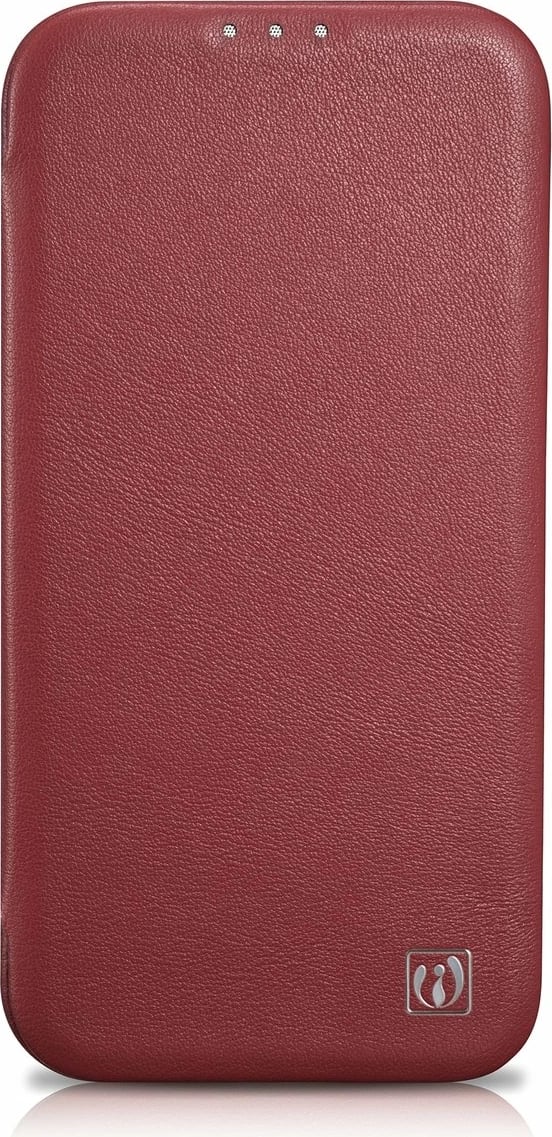 Mbështjellës lëkure iCarer CE Premium Folio për iPhone 14 Plus, MagSafe, Kuq