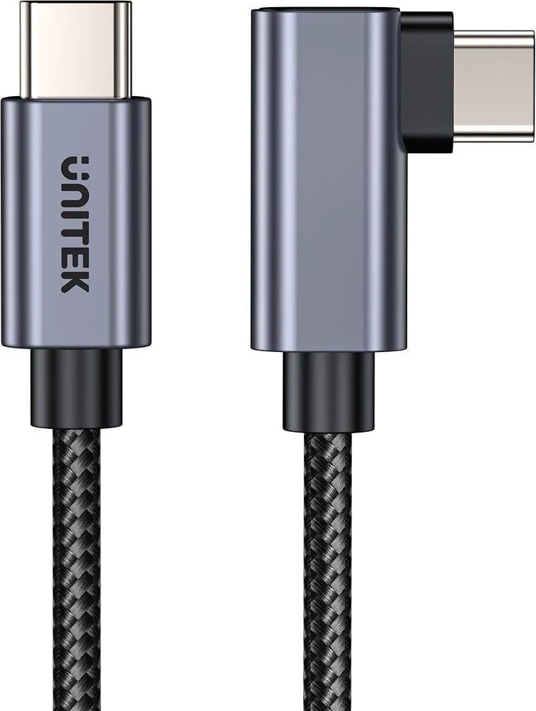 Kabllo Unitek USB-C me kënd 90° PD100W 0,5m, ngjyrë zi-hiri Kabllo Unitek USB-C me kënd 90° PD100W 0,5m, ngjyrë zi-hiri