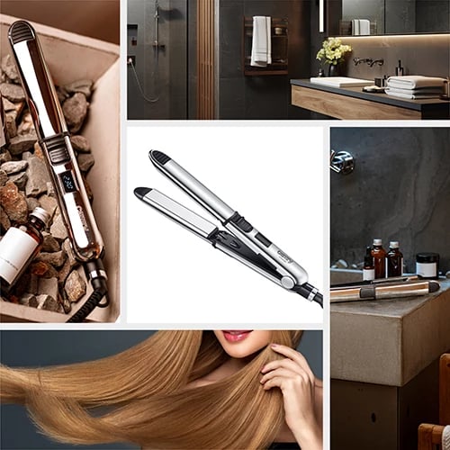 Drejtues flokësh, Adler, CR 2320, ionizim, 6 temperatura 130-230°C, pllaka titani 28x110mm, ekran LCD, bllokim krahësh, fikje automatike, me dorashkë