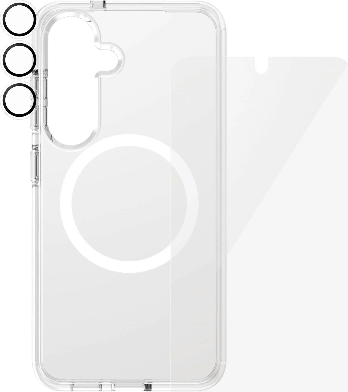 Mbështjellës PanzerGlass për Samsung Galaxy S25, set 3-në-1, transparent